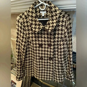 Charter Club Women’s Houndstooth Wool Old Money Classic Business Blazer 16 T